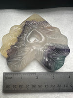 Rainbow Fluorite Decorative Carved Heart with Stand #2