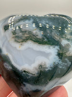 Moss Agate Carved Heart #1