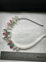Clear Quartz & Rainbow Aura Crystal Crown Headband – Crescent Moon
