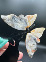 Assorted Natural Crystal Butterfly Wings with Decorative Dog Metal Stand