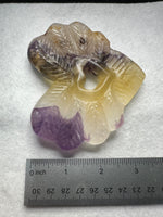 Rainbow Fluorite Decorative Carved Heart with Stand #6
