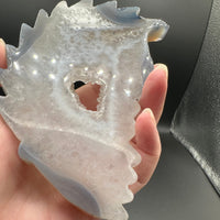 Druzy Agate Geode Indigenous-Inspired Profile Headdress Carving #6