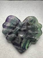 Rainbow Fluorite Decorative Carved Heart with Stand #4