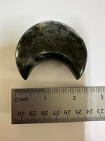 Moss Agate Carved Moon #6