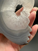 Druzy Agate Geode Indigenous-Inspired Profile Headdress Carving #1