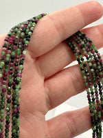 Natural 2mm Ruby Zoisite Faceted Necklaces