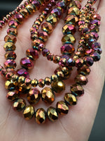 Metallic Sunset Faceted Glass Rondelle Bead Strands – Graduated Sizes