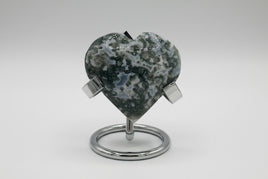 Moss Agate Carved Heart #3