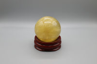 Mostly Yellow with Purple Fluorite Sphere #11