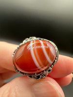 Vintage Style Carnelian Stainless Steel Adjustable Ring #4