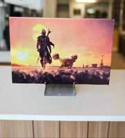 Mandalorian with Ship Framed Canvas Print
