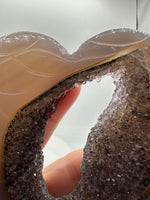 Amethyst Agate Heart Wings Carving with Stand #1