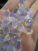Opalite Faceted Briolette Teardrop Pendants – 12 × 8 mm Glass Pendants for Jewelry Making