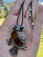 Cute Gemstone Owl Necklace