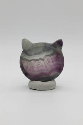 Cat Head Shape Rainbow Fluorite Bowl Carving #5