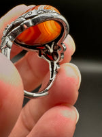 Vintage Style Carnelian Stainless Steel Adjustable Ring #5