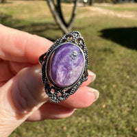 Natural Charoite Ring #44