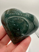 Moss Agate Carved Heart #4
