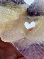 Rainbow Fluorite Decorative Carved Heart with Stand #8