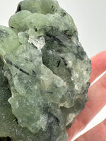 Prehnite mixed with Green Tourmaline Raw Specimen #11