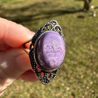 Natural Charoite Ring #28