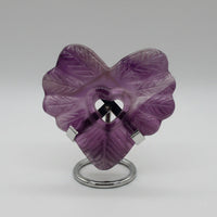 Purple Fluorite Decorative Carved Heart with Stand #7