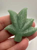 Green Aventurine Cannabis Leaf Carving #6