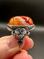 Vintage Style Carnelian Stainless Steel Adjustable Ring #5