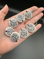 Ivory Glass Tree of Life Disc Bead Strand – Black Floral Design