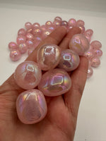 Bubblegum Pink Rose Quartz Aura Tumbles