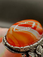 Vintage Style Carnelian Stainless Steel Adjustable Ring #5