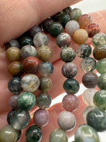 Natural Indian Moss Agate 6mm Bracelet 7.5”