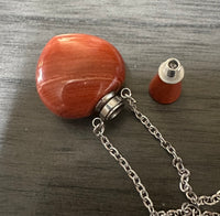 Red Jasper Heart Shape Perfume/Essential Oil Bottle Necklace