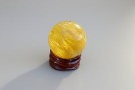 Mostly Yellow with Purple Fluorite Sphere #6