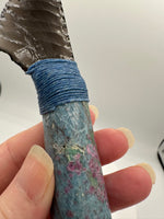 Handmade Fluorescent Ruby in Fuchsite Mica, India and Sheen Obsidian, Davis Creek, Ca. Dagger