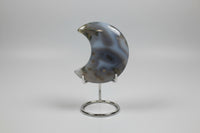 Moss Agate Carved Moon #5