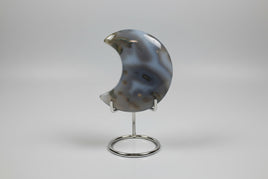 Moss Agate Carved Moon #5