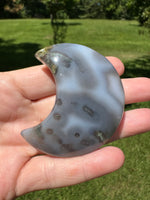 Moss Agate Carved Moon #5
