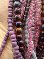 Purple Designer Mixed Glass Bead Strand Bundle – Assorted Glass Beads for Jewelry Making