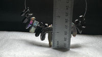 Rainbow & Black Handmade Natural Crystal Crown Headband – Aura-Coated Crystal Points & Crescent Moon