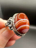 Vintage Style Carnelian Stainless Steel Adjustable Ring #4