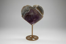 Large Amethyst Dendritic Agate Heart with Stand #3