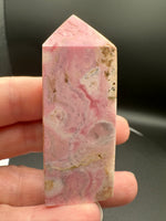 Rhodochrosite Four-Sided Tower #9 – Rosy Pink, Cream & Natural Matrix