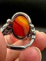 Vintage Style Carnelian Stainless Steel Adjustable Ring #5