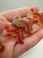 Carved Carnelian Agate Goldfish Pendant
