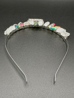 Clear Quartz & Rainbow Aura Crystal Crown Headband – Crescent Moon