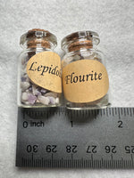 Lepidolite & Fluorite Crystal Chip Bottles – Set of 2 Mini Gemstone Bottles