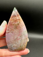 Ocean Jasper Polished Arrow Flame Freeform #5  – Pink, Coral & Green – 104g