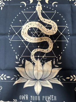 Lotus, Snake & Moon Phase Tarot/Altar Cloth