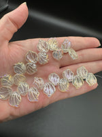 Clear Iridescent Glass Leaf Bead Strand – Aurora Borealis Finish
